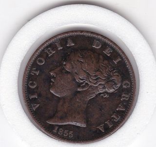 1855 Queen Victoria Half Penny (1/2d) Copper British Coin photo