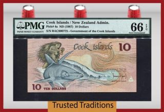 Tt Pk 4a 1987 Cook Islands 10 Dollars Pmg 66 Epq Gem Uncirculated Only Two Finer photo