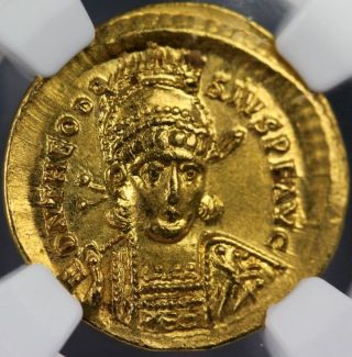 Gold Solidus Ad402 - 450 Theodosius Ii Choice About Uncirculated Ngc Luster photo