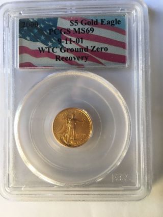 2000 Wtc Gold Eagle $5 Ms69 Pcgs photo