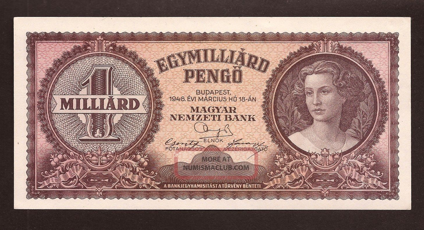 Hungary 1 Milliard Pengo 1946 - Pick 125 - Unc Banknote Europe photo