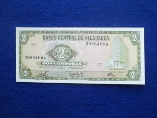 Nicaragua 1972 2 Cordobas World Banknote In Unc photo