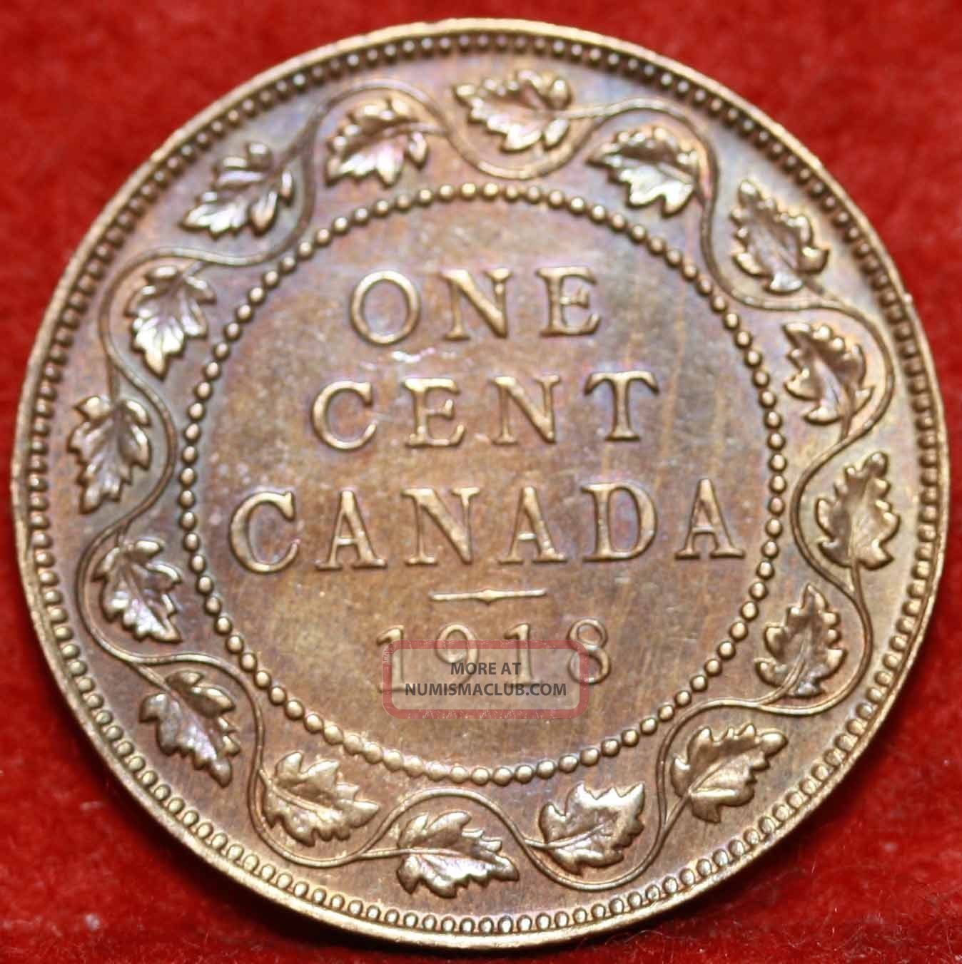 1918 Canada One Cent Foreign Coin S h