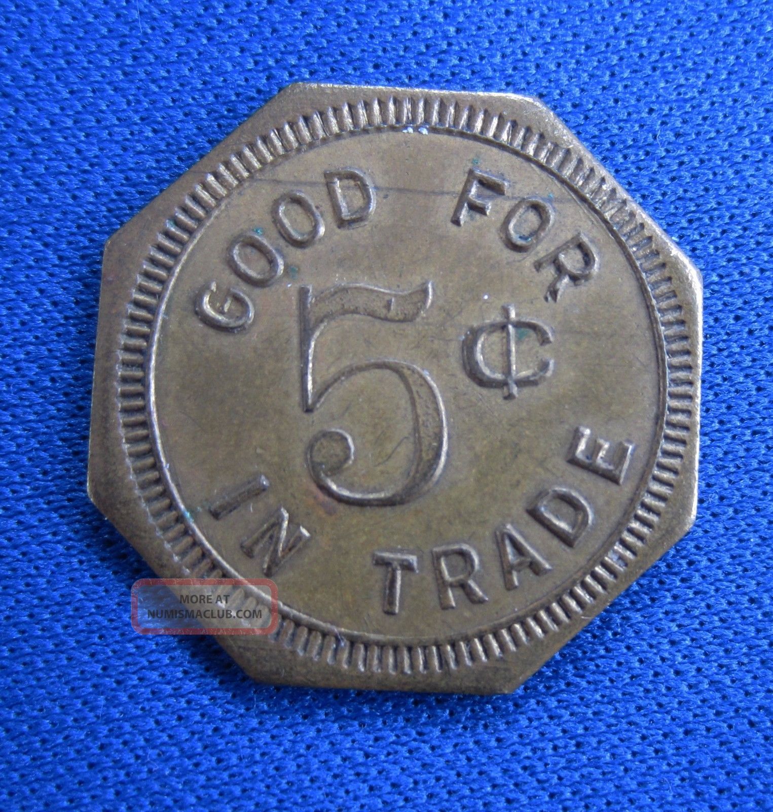 Vintage Octagon Trade Token Allen Tavern Mccarron Lake Minnesota 5 Cents