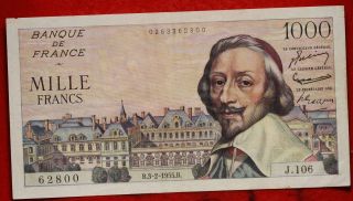 1955 France 1000 Francs Note S/h photo