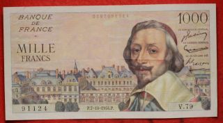 1954 France 1000 Francs Note S/h photo