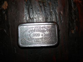 Anaheim Metal Company - 1 - Oz.  Silver Bar - Scarce -.  999,  Fine Purity photo