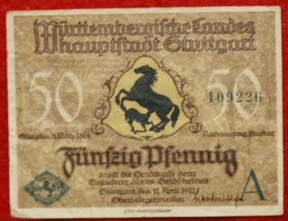 1921 Germany Notgeld 50 Pfennig Note S/h photo