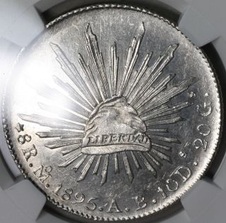 1895 - Mo Ngc Ms 62 Mexico Flashy Cap & Rays Silver 8 Reales (16112105c) photo