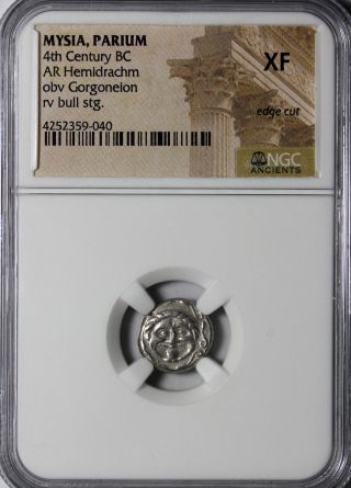 Mysia Parium 4th Century Bc Ar Silver Hemidrachm Ngc Xf Ancient Coin photo