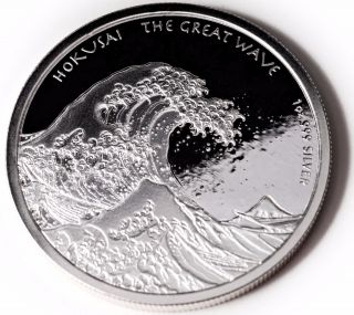 The Great Wave Off Kanagawa 1 Oz Silver Coin Bu Fiji 2017 photo