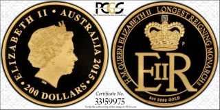 Her Majesty Queen Elizabeth Ii Longest Reigning Monarch 2015 2oz Gold Proof Coin photo