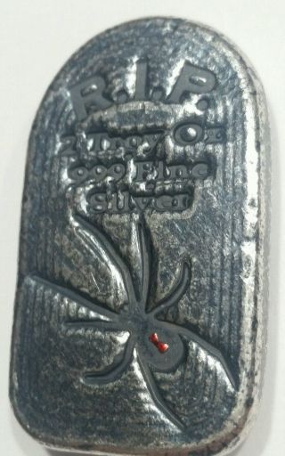 Monarch Precious Metals 2 Oz.  999 Silver Tombstone.  041 Of 999.  Hand Pour photo