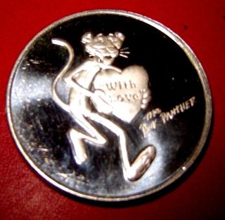 Pink Panther With Love You Put Me In The Pink 999 Silver Coin Very Rare photo