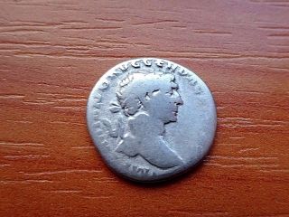 Silver Ar Denarius Of Trajan 98 - 117 Ad Ancient Roman Coin photo