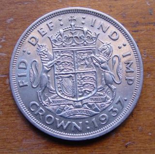 British Silver Crown Coin King George Sixth Coronation 1937 photo