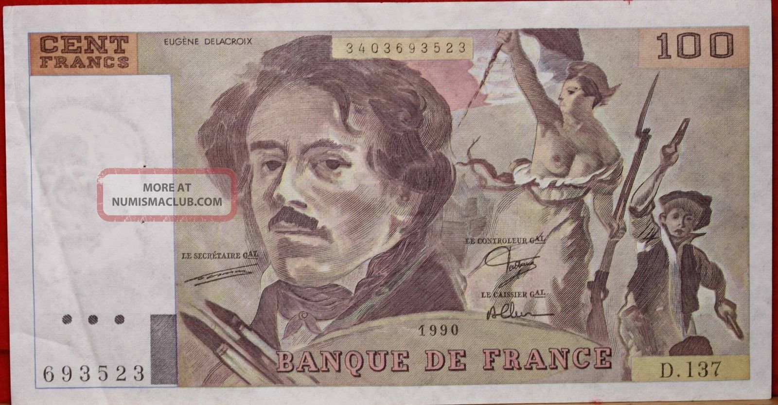 1990 France 100 Francs Note P - 154e S/h Europe photo