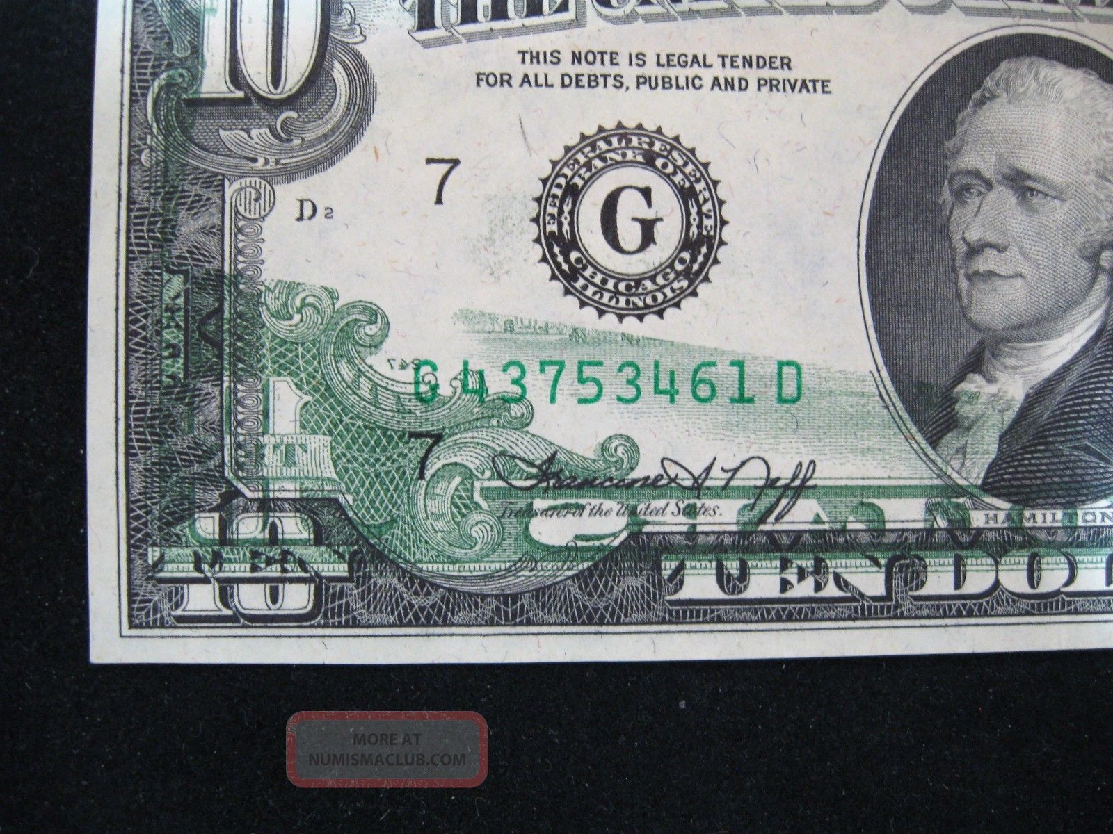 1974 $10 Wet Transfer Overprint Paper Money: US photo