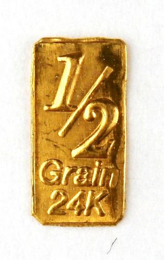 1/2 Gn (not Gram) Gold Bar Of 24k Pure.  999 Fine Gold Strategic Bullion L29c photo
