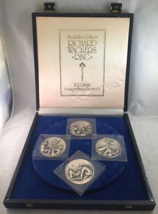 Rare Richard Wagners Ring Opera 100 Year Anniv Medallion - Edition 999 Fine Silver photo