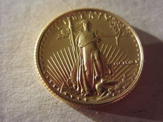 $5 1/10oz American Gold Eagle Uncirculated Coin 1991 Gold Piece photo