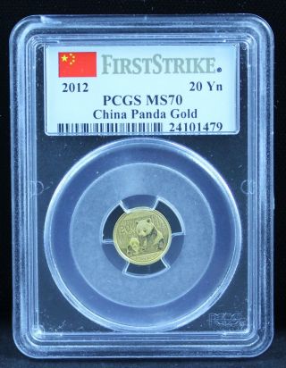2012 Pcgs Ms - 70 China Panda 1/20oz.  999 Gold 20yn - First Strike photo