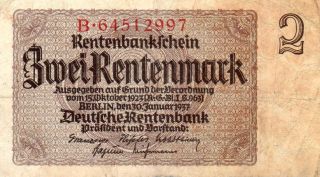 Xxx - Rare German 2 Rentenmark 3.  Reich Nazi Banknote From 1937 Ok Co photo