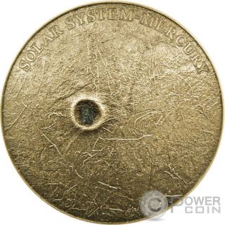 Solar System Mercury Nwa 8409 Meteorite Silver Coin 1$ Niue 2016 photo