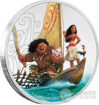 Moana Disney Princess 1 Oz Silver Coin 2$ Niue 2017 photo