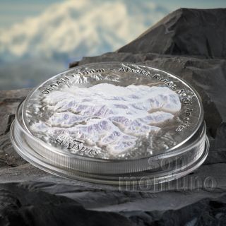 Denali - The Seven Summits - 5 Oz High Relief Silver Coin 2016 Cook Islands $25 photo
