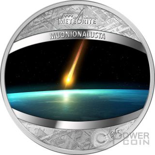 Muonionalusta Iron Meteorite Coin 1 Dollar Niue 2016 photo