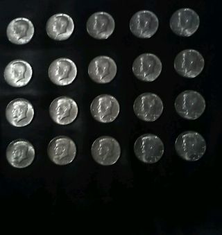 20 Kennedy Silver Half Dollars - Circulated - photo