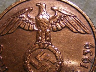 1939 Copper Ww2 Nazi Hitler Germany 3rd Reich Karlsruhe 2 Reichspfennig War Coin photo