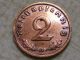 1939 Copper Ww2 Nazi Hitler Germany 3rd Reich Karlsruhe 2 Reichspfennig War Coin Germany photo 2