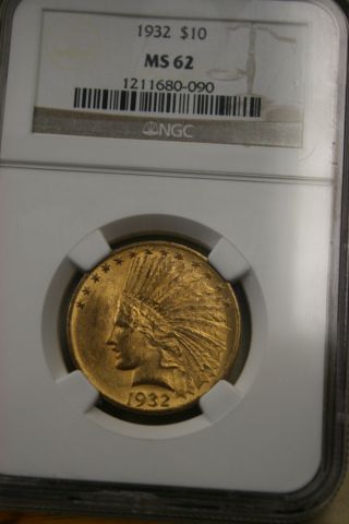 1932 $10 Gold Indian Head Coin Gorgeous Ngc Ms62 photo