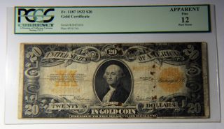 1922 $20 Gold Dollar Certificate Coin Note Pcgs Serial K58876830 photo