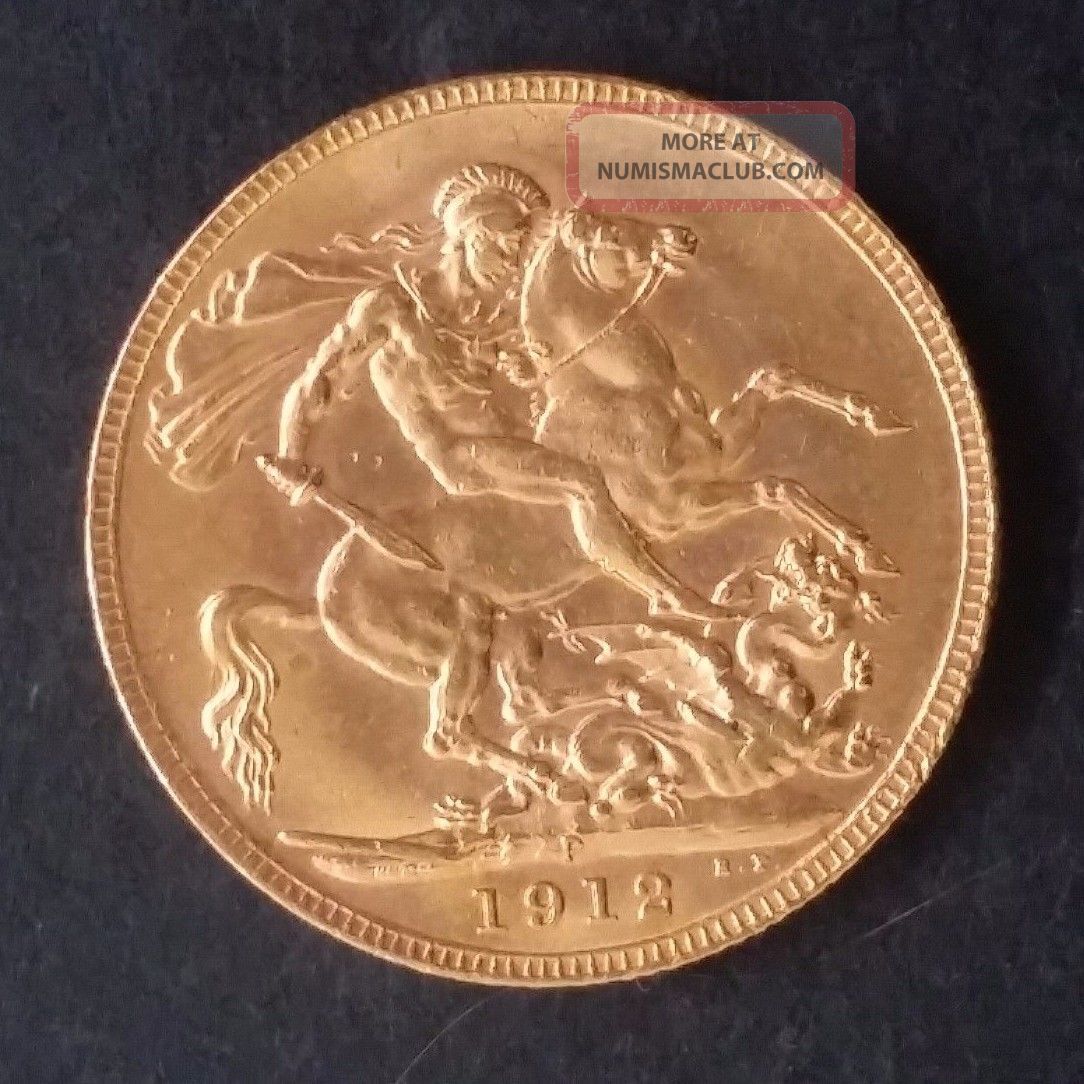 1912 Australia One Sovereign Gold (. 916) Coin George V P Mintmark Australia photo