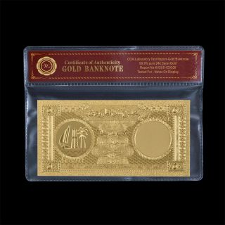 Qatar 50 Riyals Banknote 99.  9 24k Gold Foil Middle East Note Frame photo