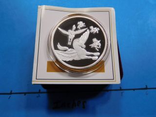 Disney Fantasia Pegasus 1990 50th Anniversary 999 Silver Coin Box Rare Sharp photo
