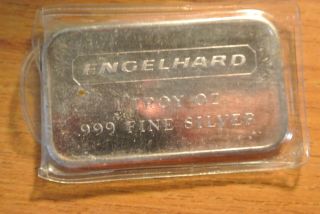 Vintage 1oz Engelhard Bar -.  999,  Fine Silver photo