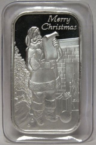 2016 Merry Christmas Santa ' S List Peace & Joy 1 Troy Oz.  999 Fine Silver Art Bar photo
