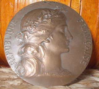 Art Nouveau Marianne ' Republique Francaise ' Bronze Medal Signed Daniel Dupuis photo