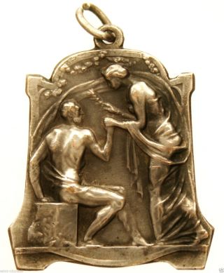 Splendid Art Nouveau Antique Art Medal Pendant To Charity During Wwi - 1914 photo