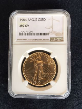 1986 American Gold Eagle (1 Oz) $50 - Ngc Ms69 photo