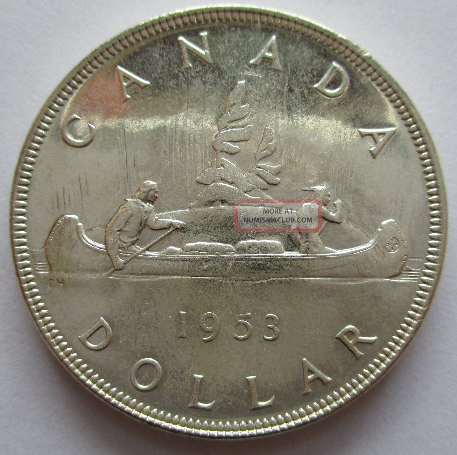 Canada 1953 Silver Brilliant Uncirculated No Shoulder Fold Dollar - Ms62 Coins: Canada photo