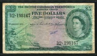 British Caribbean Territories 1955,  5 Dollars,  P9b,  Fine photo