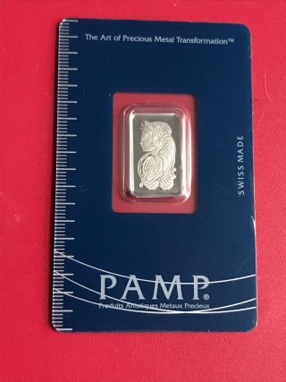 5 Gram Platinum Bar - Pamp Suisse - Fortuna - 999.  5 Fine In Assay photo