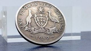 Australia Florin,  1912 Key Date Australian Silver King George 150$ Value photo