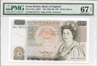 Great Britain - Bank Of England - 50 Pounds,  Nd (1981 - 88).  Pmg 67epq. photo