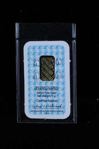 Engelhard 1 Gram Gold Bar In Seal And Certificate photo